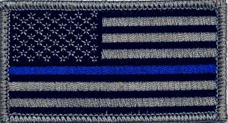 THIN BLUELINE EMBROIDERED USA FLAG PATCH - VELCRO.